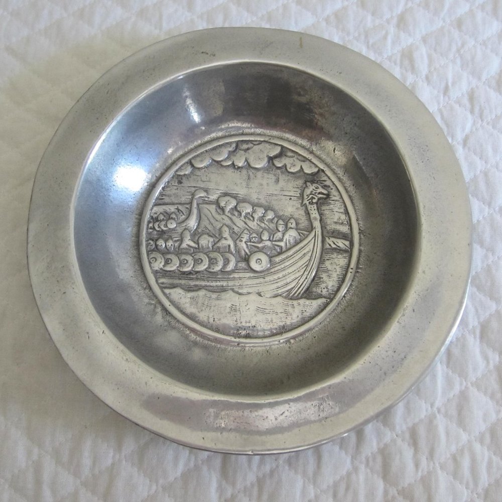 Viking Ship Decorative Silver Bowl Made In Norway